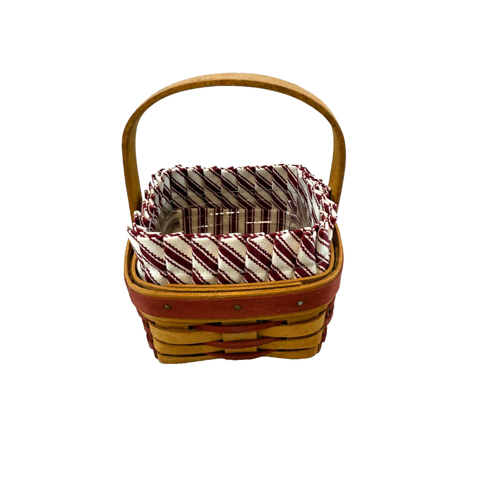 1994 Longaberger Small Sweetheart Basket w/Protector & Liner 5"L x 5"W x 2.5"H‎
